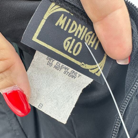 Vintage 80s Midnight Glo Strapless Corset Dress S Black Chiffon Prom Fairy Goth - Picture 4 of 13